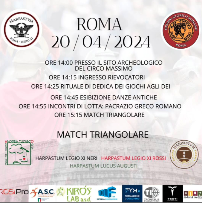 La Lega Harpastum Calcio Antico parteciperà alla manifestazione "Natale di Roma"