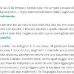 Marito racconta tradimento della moglie su quotidiano